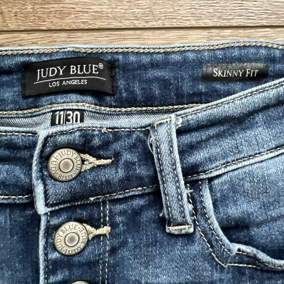 Judy Blue Jeans Women 11/30 Skinny Fit Button Fly Distressed Casual Stretch Boho - Picture 4 of 12